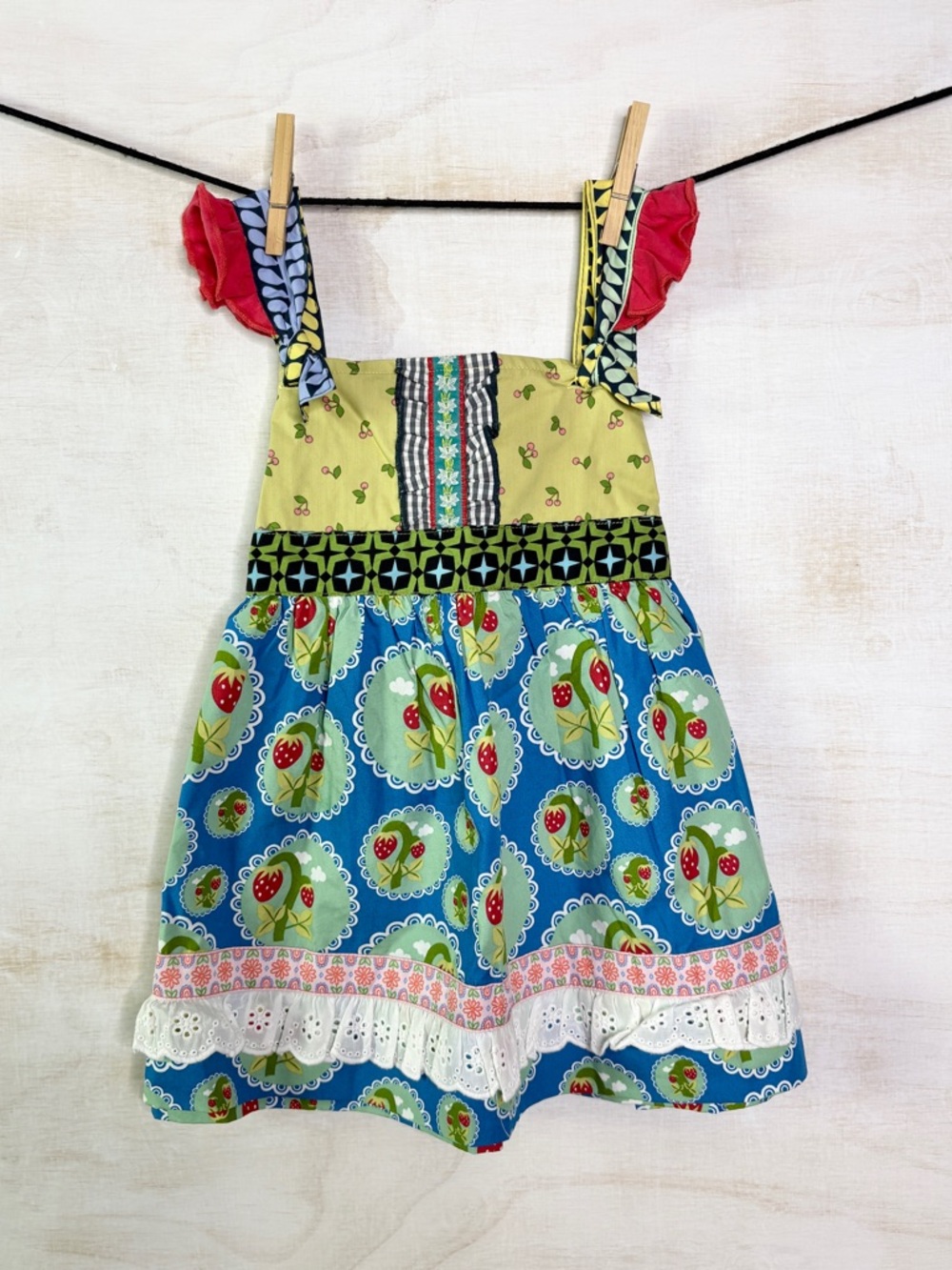Matilda Jane Bright Multi-Print Tunic With Lace, Ruffle and Tie Detail.